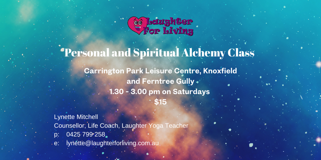 Personal and Spiritual Alchemy Class at Carrington Park Leisure Centre on Saturdays.